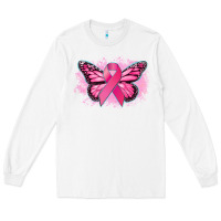 White Cancer ribbon butterfly Cancer Awareness Long Sleeve Tee - HowdyJamesFarm