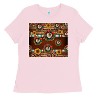 Bubblegum Pink seamless mexican sunflower tumbler design Ladies Tee - Jasminsmagicworld