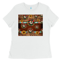 White seamless mexican sunflower tumbler design Ladies Tee - Jasminsmagicworld