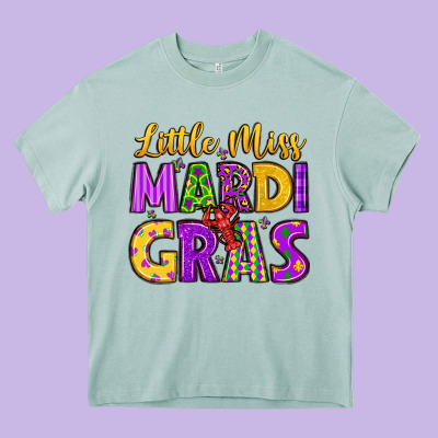 Little Miss Mardi Gras Heavy Core Tee Designed By Lillyallendesigns