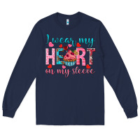 Navy I wear my heart on my sleeve Valentine's Day Long Sleeve Tee - HowdyJamesFarm