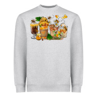 Heather Grey Honey Bee Coffee Cups Heavyweight Sweatshirt - FaDigitalArtStudio