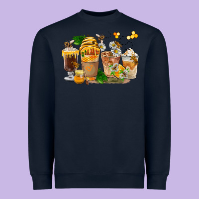 Honey Bee Coffee Cups Heavyweight Sweatshirt Designed By Fadigitalartstudio