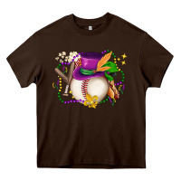 Chocolate Brown mardi gras baseball Heavy Core Tee - LillyAllenDesigns