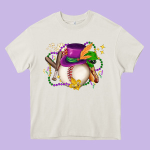 Mardi Gras Baseball Heavy Core Tee Designed By Lillyallendesigns