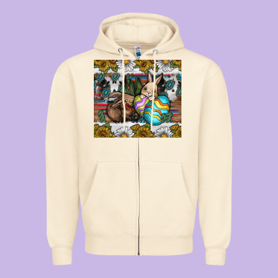 Easter Zipper Hoodie Designed By Cowhidedigitalart