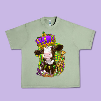 Mardi Gras Cow Urban Heavy Tee Designed By Howdyjamesfarm