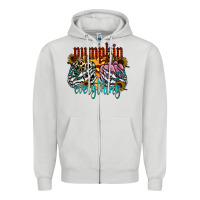 Dove Grey Pumpkin Everything Zipper Hoodie - CowhideDigitalArt