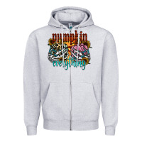 Heather Grey Pumpkin Everything Zipper Hoodie - CowhideDigitalArt