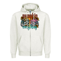 Oatmeal Heather Pumpkin Everything Zipper Hoodie - CowhideDigitalArt