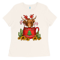 Bone hot coco christmas highland cow Ladies Tee - Jasminsmagicworld