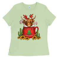 Matcha hot coco christmas highland cow Ladies Tee - Jasminsmagicworld