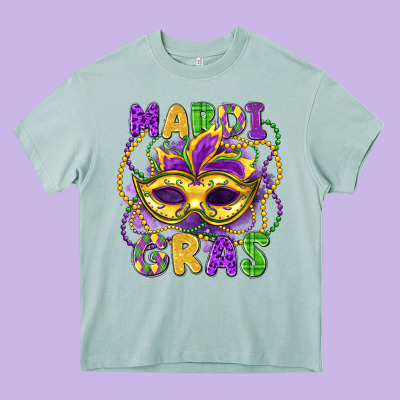 Mardi Gras Mask Heavy Core Tee Designed By Lillyallendesigns
