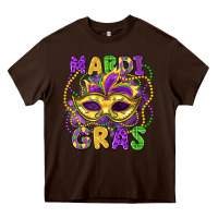 Chocolate Brown mardi gras mask Heavy Core Tee - LillyAllenDesigns