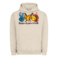 Pigment French Oak peace love  softball Urban Hoodie - AdoDesignShop