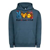 Pigment Midnight Navy peace love  softball Urban Hoodie - AdoDesignShop