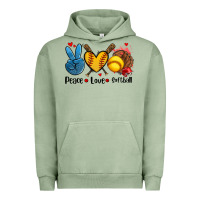Pigment Oil Green peace love  softball Urban Hoodie - AdoDesignShop