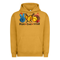 Pigment Peanut Butter peace love  softball Urban Hoodie - AdoDesignShop