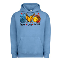 Pigment Pebble Blue peace love  softball Urban Hoodie - AdoDesignShop
