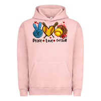 Pigment Salmon peace love  softball Urban Hoodie - AdoDesignShop