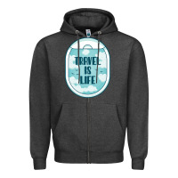 Charcoal Heather Travel Is Life Funny Traveling Gift Zipper Hoodie - minhPixels