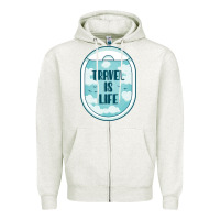 Oatmeal Heather Travel Is Life Funny Traveling Gift Zipper Hoodie - minhPixels