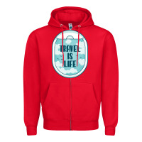 Red Travel Is Life Funny Traveling Gift Zipper Hoodie - minhPixels