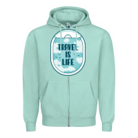 Seafoam Travel Is Life Funny Traveling Gift Zipper Hoodie - minhPixels