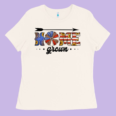 Home Grown American Flag Windmill Ladies Tee Designed By Jasminsmagicworld
