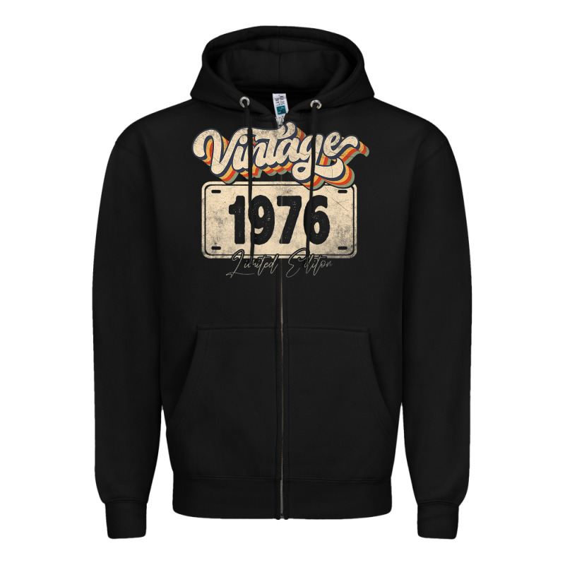 46 Year Old Vintage 1976 Men Women 46th Birthday Decor Zipper Hoodie by minhPixels | Teevron