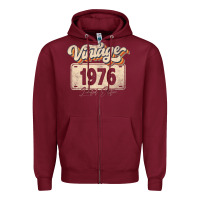 Burgundy 46 Year Old Vintage 1976 Men Women 46th Birthday Decor Zipper Hoodie - minhPixels