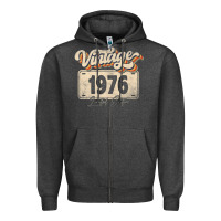 Charcoal Heather 46 Year Old Vintage 1976 Men Women 46th Birthday Decor Zipper Hoodie - minhPixels