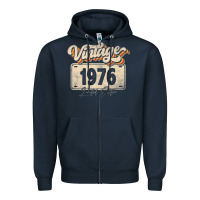 Navy 46 Year Old Vintage 1976 Men Women 46th Birthday Decor Zipper Hoodie - minhPixels