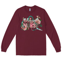 Burgundy Blessed Nurse Long Sleeve Tee - CowGirlArtShop