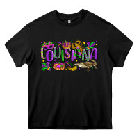 Black louisiana mardi gras Heavy Core Tee - LillyAllenDesigns