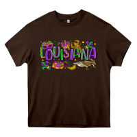 Chocolate Brown louisiana mardi gras Heavy Core Tee - LillyAllenDesigns