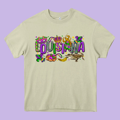 Louisiana Mardi Gras Heavy Core Tee Designed By Lillyallendesigns