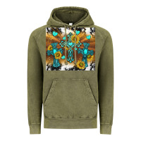 Vintage Olive western crosses and sunflowers Vintage Hoodie - TumblerDesignByShophia