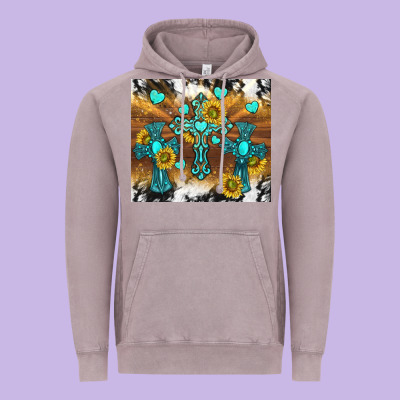 Western Crosses And Sunflowers Vintage Hoodie Designed By Tumblerdesignbyshophia
