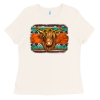 Bone highland cow western background Ladies Tee - Jasminsmagicworld