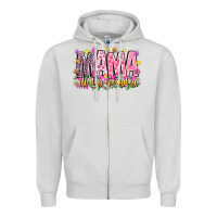 Dove Grey mama all day everyday Zipper Hoodie - CowhideDigitalArt