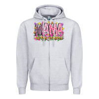 Heather Grey mama all day everyday Zipper Hoodie - CowhideDigitalArt