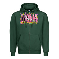 Sports Green mama all day everyday Zipper Hoodie - CowhideDigitalArt