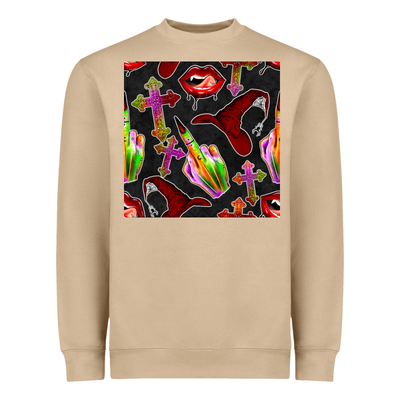 Halloween Bad Witch Seamless Pattern Heavyweight Sweatshirt by BundleAndBundleShop | Teevron
