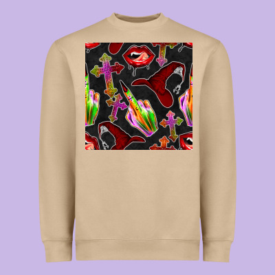 Halloween Bad Witch Seamless Pattern Heavyweight Sweatshirt Designed By Bundleandbundleshop