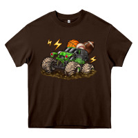 Chocolate Brown monster truck sports Heavy Core Tee - LillyAllenDesigns