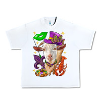 White Mardi Gras Goat Urban Heavy Tee - HowdyJamesFarm