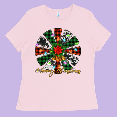 Merry Christmas Windmill Ladies Tee Designed By Jasminsmagicworld