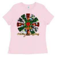 Bubblegum Pink merry christmas windmill Ladies Tee - Jasminsmagicworld