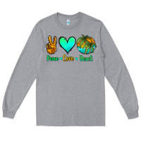 Heather Grey peace love beach Long Sleeve Tee - Jasminsmagicworld
